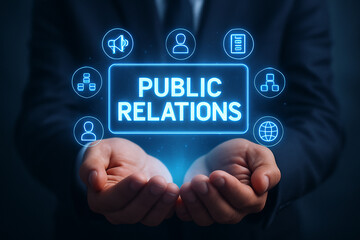 Fototapeta premium Public relations strategy and management for effective communication and business growth success