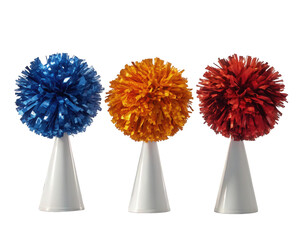 Bright Colorful Pom Poms Cheerleading Decorations Festive Party Supplies Blue Orange Red Celebration Athletic Event Accessory Team Spirit Vibrant Fun Sporty Decorative   