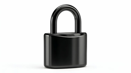 Shiny Black Metallic Padlock Isolated On White Background For Security Concept