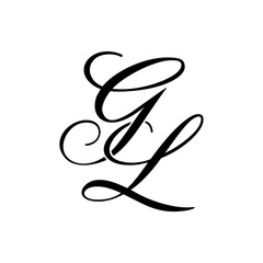 Elegant GL Monogram in Black Script – Stylish Calligraphy Initial Logo on White Background © Edides