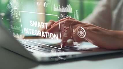 Concept of Smart Integration with Modern Technology and Data Analysis on Laptop in Professional...
