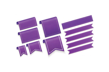 Purple ribbon isolated on white, a web design element symbolizing business data or a technology concept