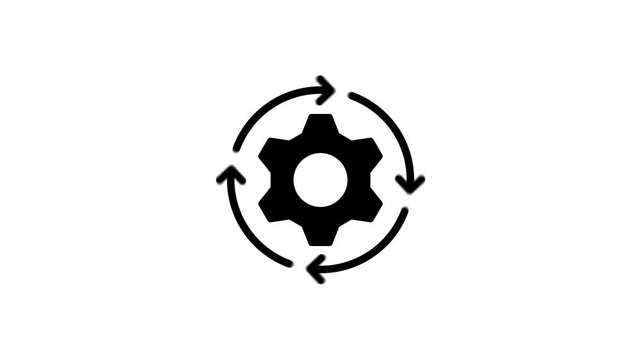 Cogwheel gear icon rotating animation video. Gears, animated, rotating gears, circle, wheel, loop animation, colorful flat 2d motion graphics icon for video content and web. blak and white background