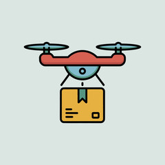 Modern flat style drone delivery icon vector illustration. Drone delivery sign symbol for logistics, fast shipping, courier services, online orders and retail platforms