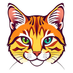Cat head logo, multi-colored, transparent background