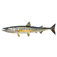 Naklejka premium A striped fish on a black background a profile view showing details of its fins and scales