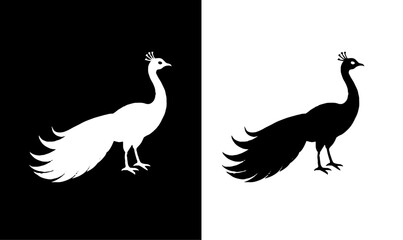 peacock silhouette set vector illustration, silhouette of black peacock illustration, animal, animal silhouette vector illustration, silhouette, icon, symbol, art, design, illustration,