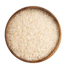 Parboiled rice macro basmati in a wooden boul