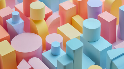 Playful Stacked Blocks in Calm Palette
