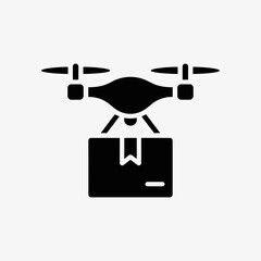 Modern flat style drone delivery icon vector illustration. Drone delivery sign symbol for logistics, fast shipping, courier services, online orders and retail platforms