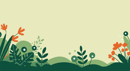 Flat Design Floral Landscape Background