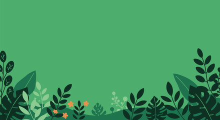 Tropical Greenery Background with Leaves and Flowers for Creative Design Projects