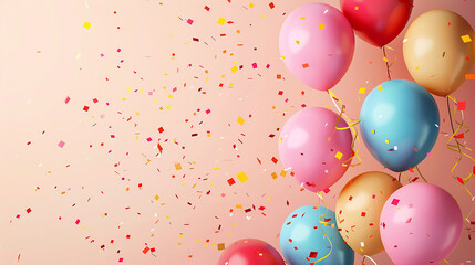 Colorful Balloons and Confetti - Festive Party Background