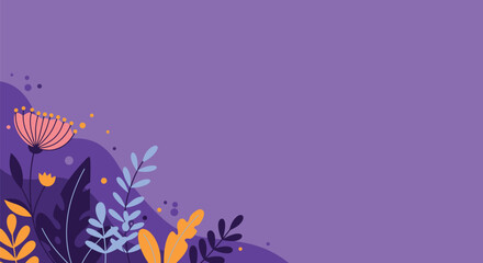 Abstract Floral Illustration with Purple Background for Invitations and Social Media