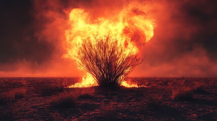 An iconic shot of a desert burning bush