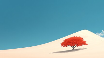 Vector illustration of a landscape with a tree and copy space for text or other content.