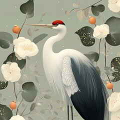 An illustration of a blue crane bird