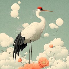 An illustration of a blue crane bird