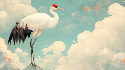 An illustration of a blue crane bird 