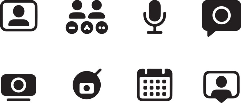 User Interface Icons Communication, Profile, Camera, and Calendar