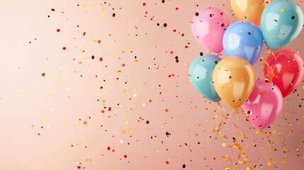 Colorful Balloons and Confetti - Festive Party Background

