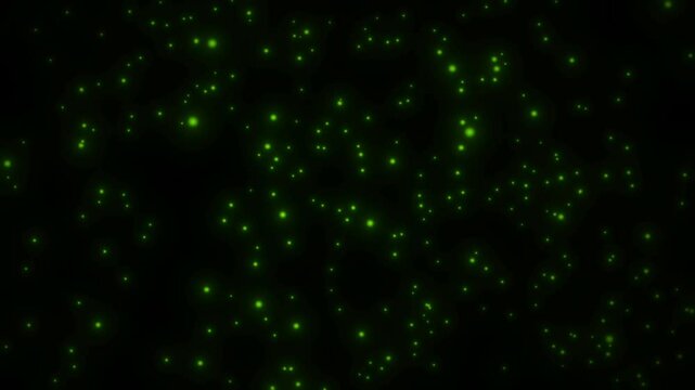 Green glowing particles floating animation overlay background 4k