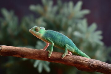 Fototapeta premium Close-up of a Colorful Chameleon on a Branch