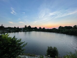 Colorful sunset over water
