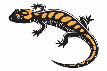 fire salamander sihouette black vector
