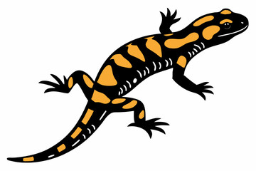 fire salamander sihouette black vector