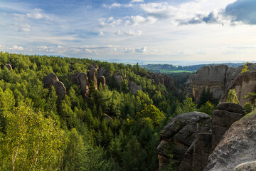 Majestic Rock Formations in Kralovehradecky kraj Forest
