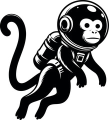  Adorable Monkey Astronaut Silhouette Ideal for Stickers T Shirts and Digital Downloads.
