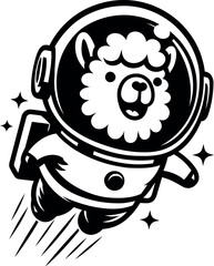 Bold Llama Astronaut Silhouette Artwork for Animal and Space Enthusiast Collectors.