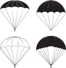 Obraz premium Parachuting Silhouette Clipart – Skydiver and Parachute SVG BundleSkydiving Action Silhouettes – Freefall and Parachute Vector ArtExtreme Sport Silhouette Set – Parachuting and Skydiving Designs