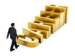 Businessman and career steps on transparent background.. 3D illustration