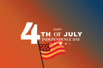 Bright 4th of July Design with Gradient Background and Flag