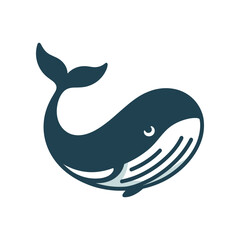 A stylized whale swimming gracefully in a serene ocean, symbolizing marine life conservation