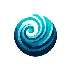 Abstract circular design representing ocean waves in vibrant blue tones, ideal for backgrounds