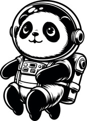  Panda Silhouette as Astronaut in Space Perfect for Sublimation Crafts and Digital Prints