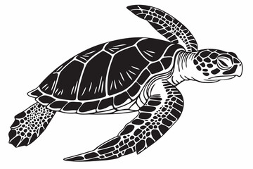 green sea turtle sihouette black vector