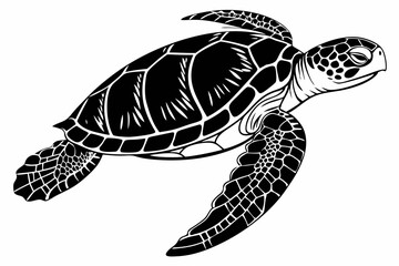 green sea turtle sihouette black vector