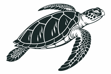 Obraz premium green sea turtle sihouette black vector