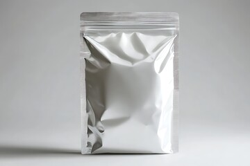 Silver Foil Pouch with Zipper Sealer on Neutral Background Ready to be Filled