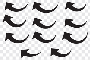 Curve Arrow up icons. Set of curve, Growth and rise increase arrows. Right and Left Vector up arrows. Arrow icon. Modern simple arrows. Set of arrows. Vector illustration.