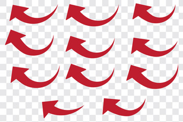Curve Arrow up icons. Set of curve, Growth and rise increase arrows. Right and Left Vector up arrows. Arrow icon. Modern simple arrows. Set of arrows. Vector illustration.