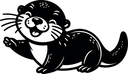  Swimming Otter Silhouette Image for Animal Posters Nursery Walls and Craft Projects.
