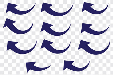 Curve Arrow up icons. Set of curve, Growth and rise increase arrows. Right and Left Vector up arrows. Arrow icon. Modern simple arrows. Set of arrows. Vector illustration.