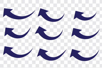Curve Arrow up icons. Set of curve, Growth and rise increase arrows. Right and Left Vector up arrows. Arrow icon. Modern simple arrows. Set of arrows. Vector illustration.