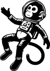 Whimsical Monkey in Space Silhouette Graphic for Kids Crafts Digital Art and Apparel.