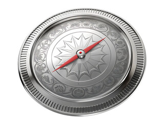 a detailed image of a classic silver pocket compas isolated on white background PNG ,AI GENERATED